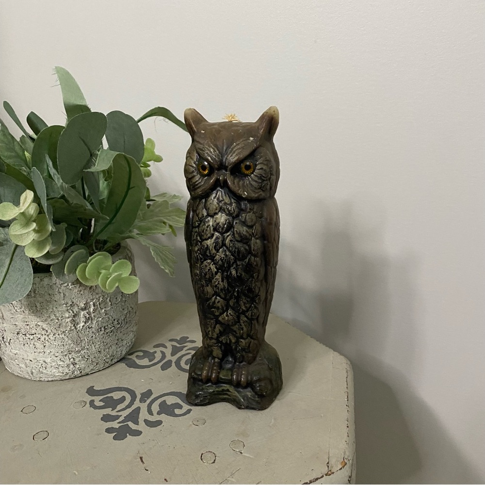 Vintage Wax Owl Figure Candle